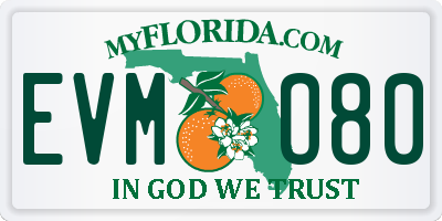 FL license plate EVMO80