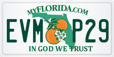 FL license plate EVMP29