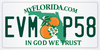 FL license plate EVMP58