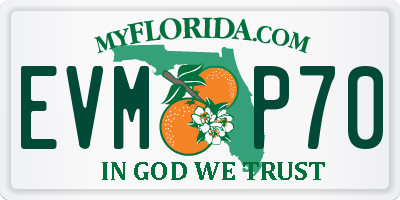 FL license plate EVMP70