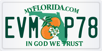 FL license plate EVMP78