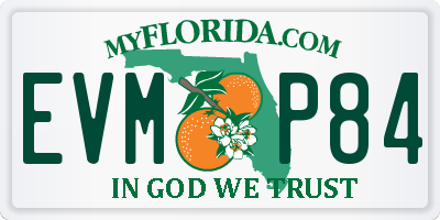 FL license plate EVMP84