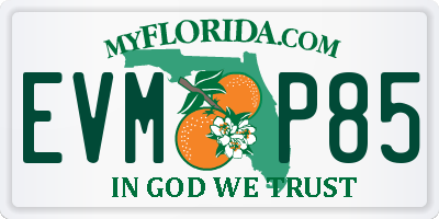 FL license plate EVMP85