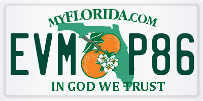 FL license plate EVMP86