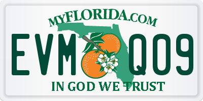 FL license plate EVMQ09