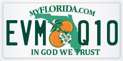FL license plate EVMQ10