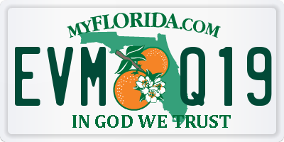 FL license plate EVMQ19