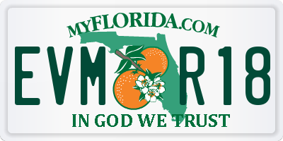 FL license plate EVMR18