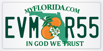 FL license plate EVMR55