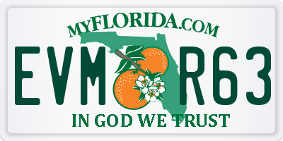FL license plate EVMR63