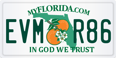 FL license plate EVMR86