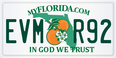 FL license plate EVMR92