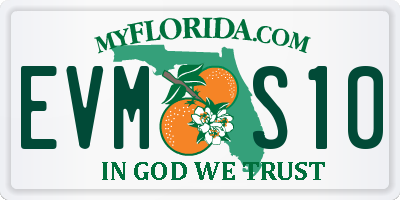 FL license plate EVMS10