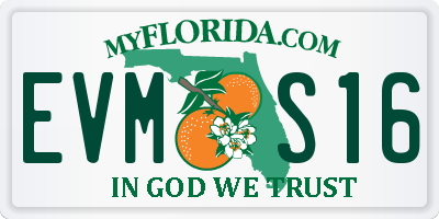 FL license plate EVMS16