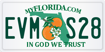 FL license plate EVMS28