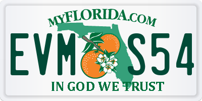 FL license plate EVMS54