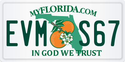 FL license plate EVMS67