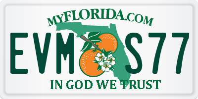 FL license plate EVMS77