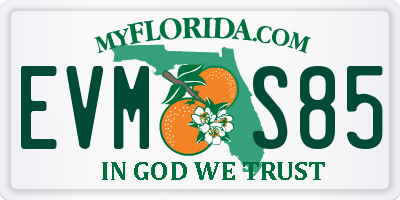 FL license plate EVMS85