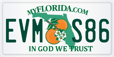 FL license plate EVMS86