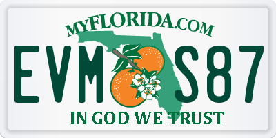 FL license plate EVMS87