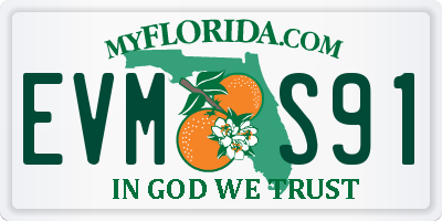 FL license plate EVMS91