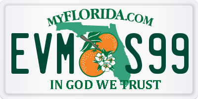 FL license plate EVMS99