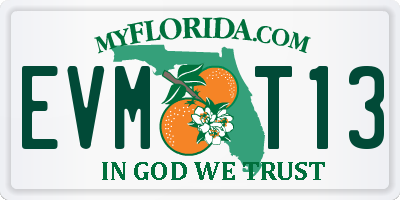 FL license plate EVMT13