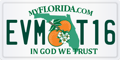 FL license plate EVMT16