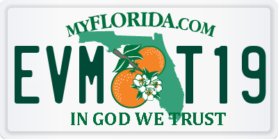 FL license plate EVMT19