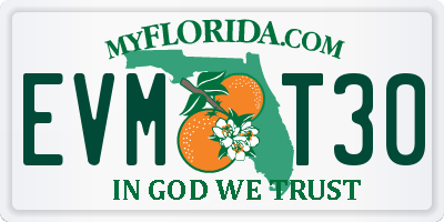 FL license plate EVMT30