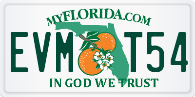 FL license plate EVMT54