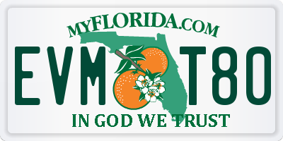 FL license plate EVMT80