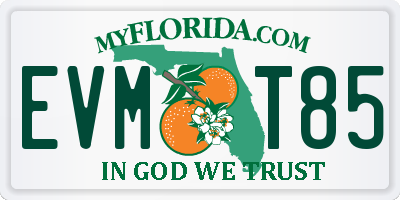 FL license plate EVMT85