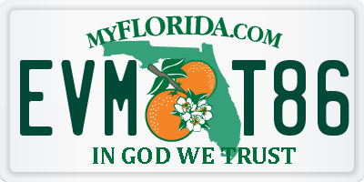 FL license plate EVMT86