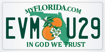 FL license plate EVMU29