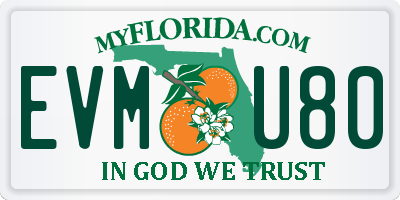 FL license plate EVMU80