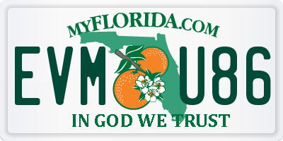 FL license plate EVMU86