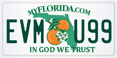 FL license plate EVMU99