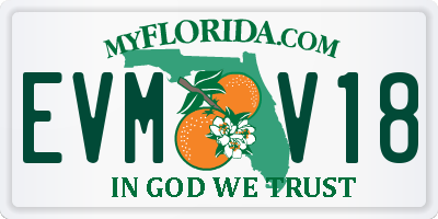 FL license plate EVMV18