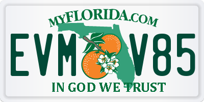 FL license plate EVMV85