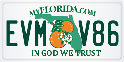 FL license plate EVMV86