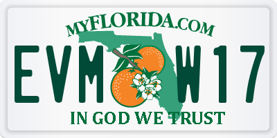 FL license plate EVMW17