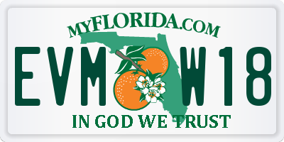 FL license plate EVMW18