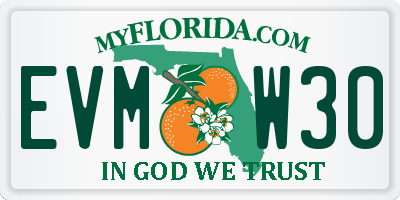 FL license plate EVMW30