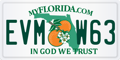 FL license plate EVMW63