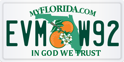 FL license plate EVMW92