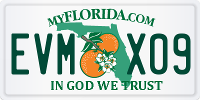 FL license plate EVMX09