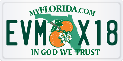 FL license plate EVMX18