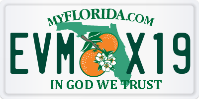 FL license plate EVMX19